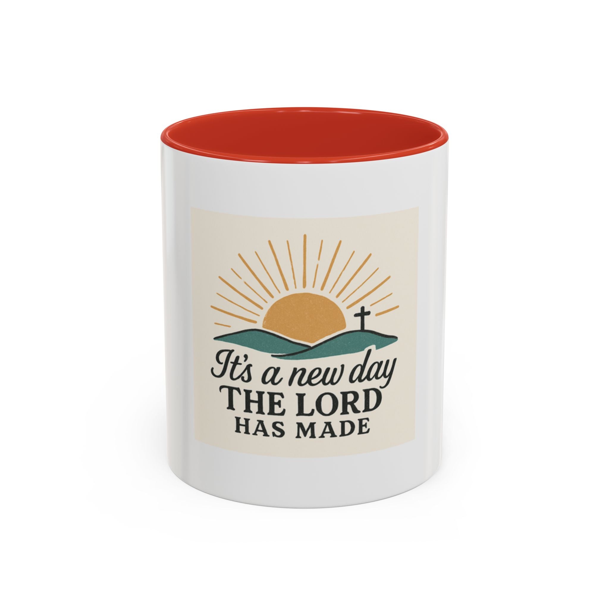 Inspirational Coffee Mug with Sunrise Design, Christian Gift Mug, It's a New Day, Joyful Morning Cup, Perfect for Encouragement
