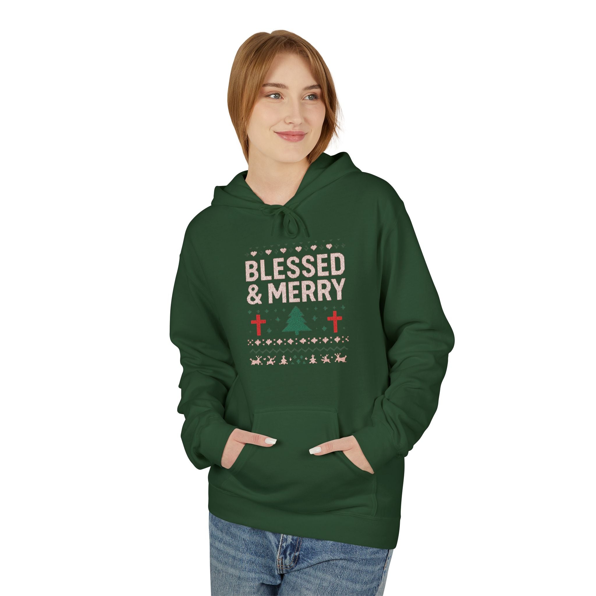 Blessed & Merry Christmas Sweatshirt – Faith-Inspired Holiday Hoodie