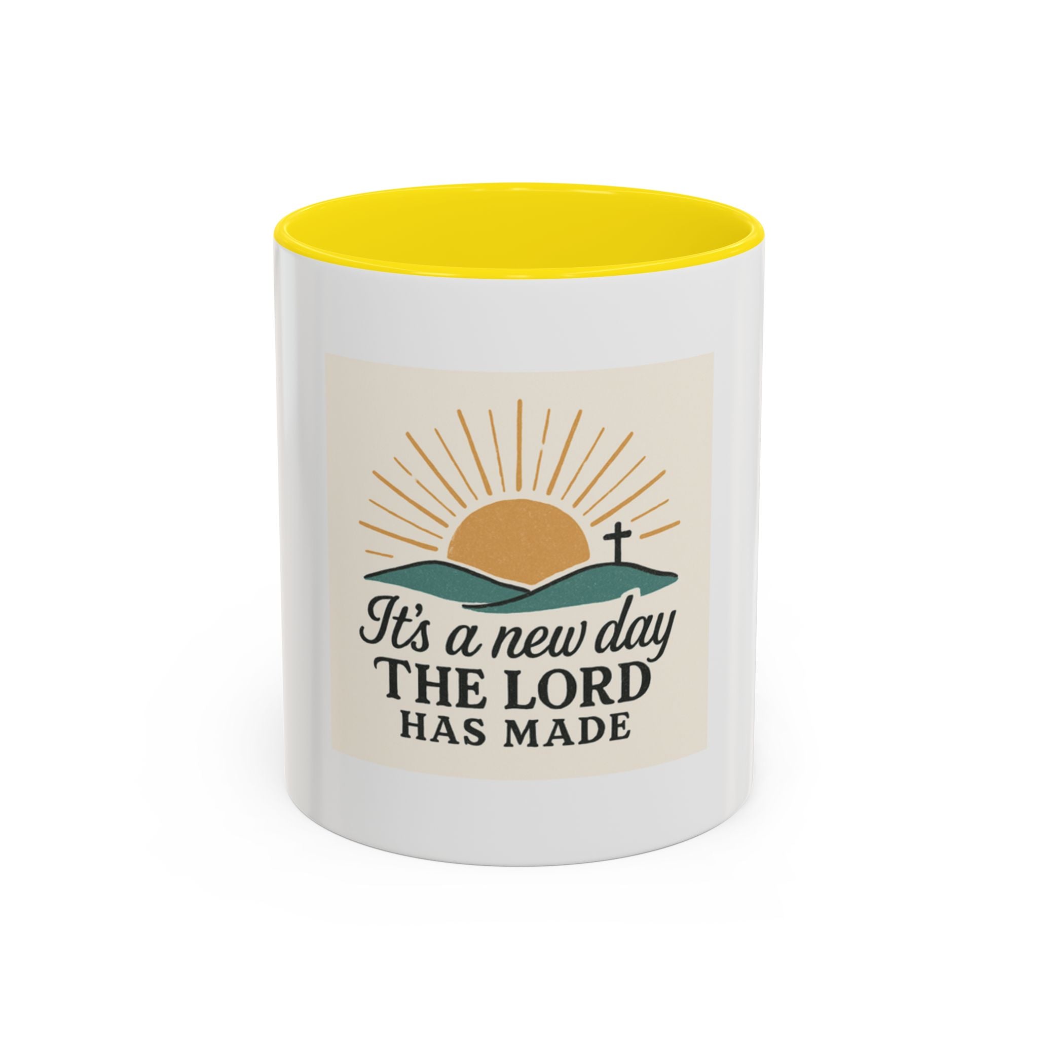 Inspirational Coffee Mug with Sunrise Design, Christian Gift Mug, It's a New Day, Joyful Morning Cup, Perfect for Encouragement
