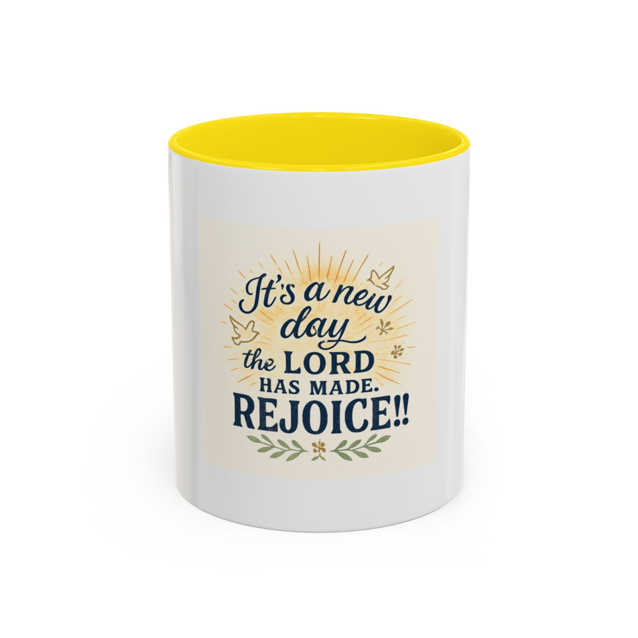 Inspirational Coffee Mug - "It's a New Day, Rejoice!" - Motivational Gift for Coffee Lovers, Faith & Daily Joy for home or office.