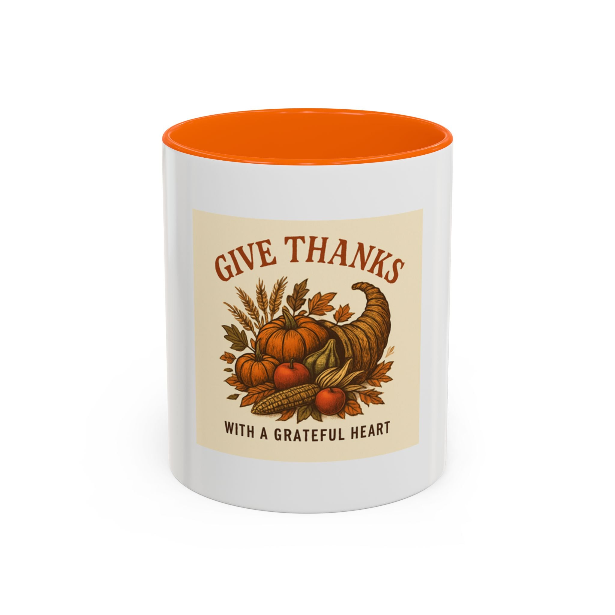 Thanksgiving Accent Coffee Mug | Grateful Heart Mug | Fall Decor | Seasonal Gift | Hot Beverage Cup | Harvest Celebration