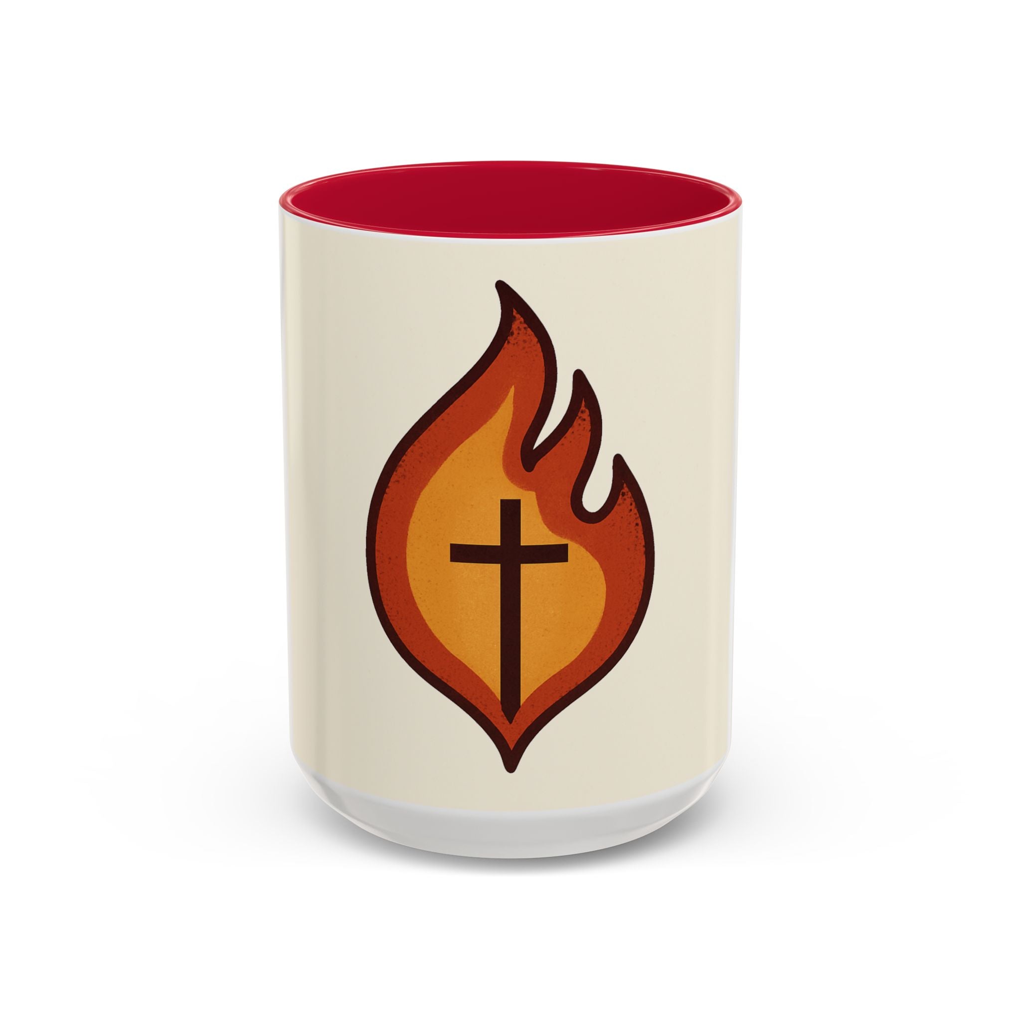 Faith-Inspired Colorful Mug with Flame Design
