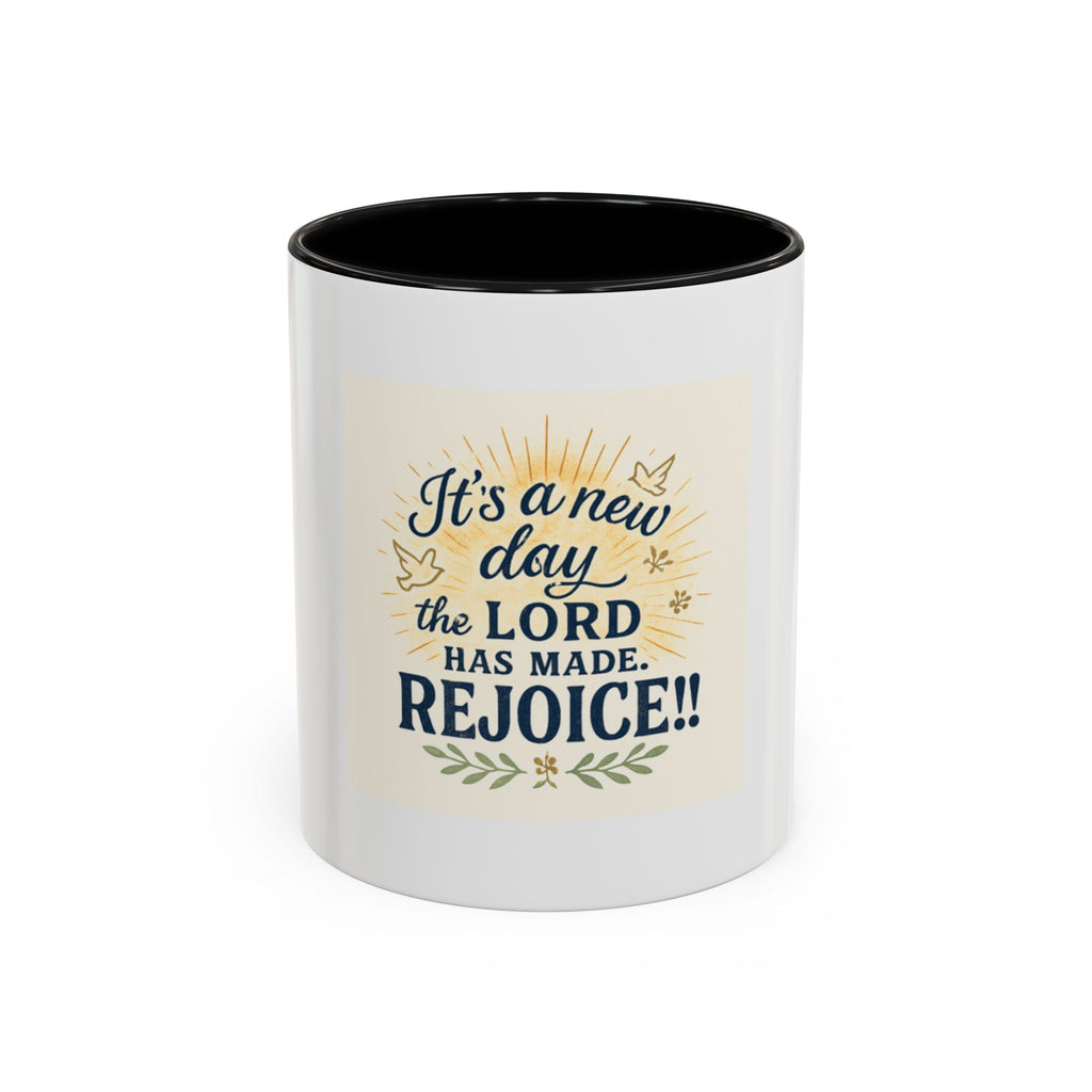 Inspirational Coffee Mug - "It's a New Day, Rejoice!" - Motivational Gift for Coffee Lovers, Faith & Daily Joy for home or office.