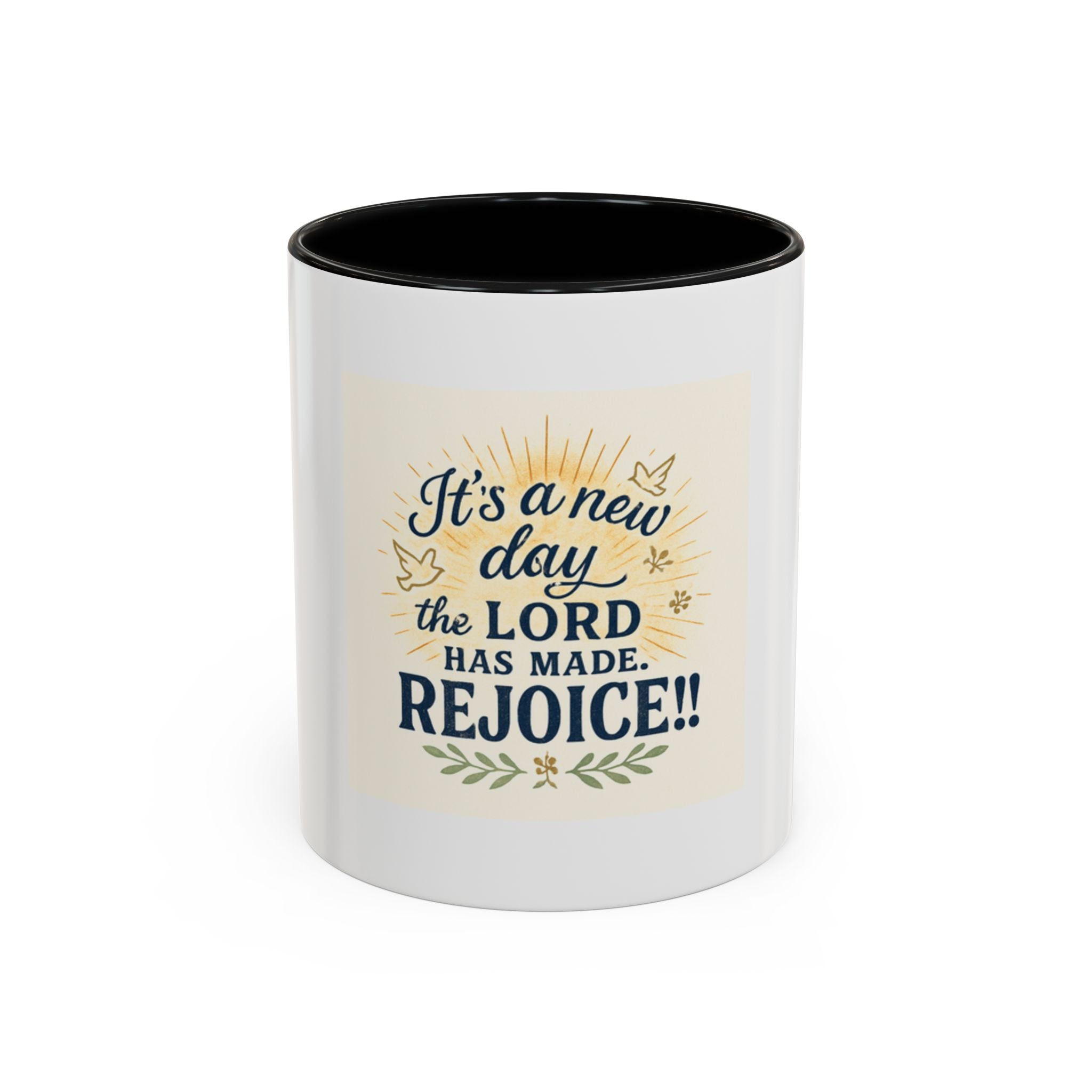 Inspirational Coffee Mug - "It's a New Day, Rejoice!" - Motivational Gift for Coffee Lovers, Faith & Daily Joy for home or office.