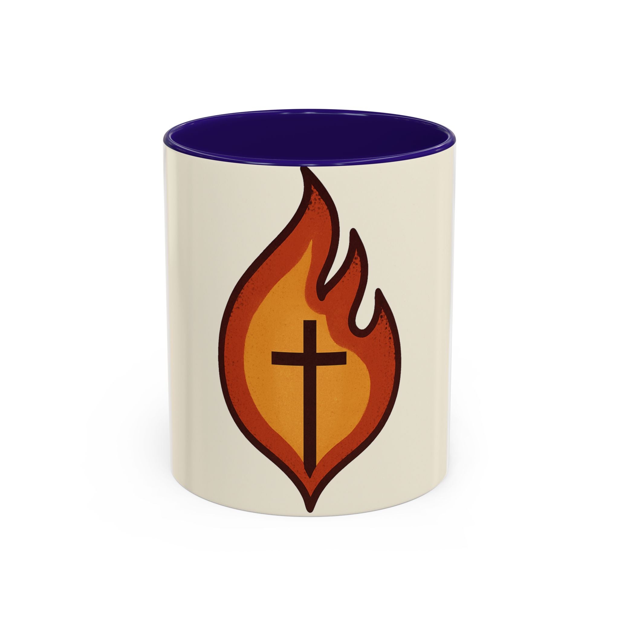 Faith-Inspired Colorful Mug with Flame Design