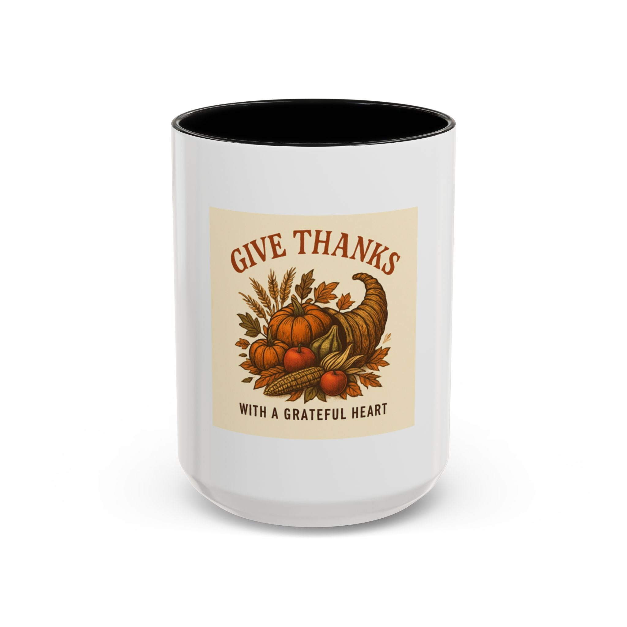 Thanksgiving Accent Coffee Mug | Grateful Heart Mug | Fall Decor | Seasonal Gift | Hot Beverage Cup | Harvest Celebration
