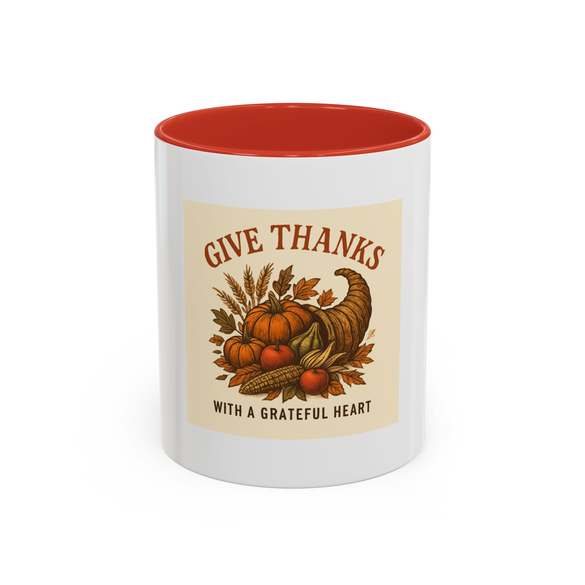 Thanksgiving Accent Coffee Mug | Grateful Heart Mug | Fall Decor | Seasonal Gift | Hot Beverage Cup | Harvest Celebration