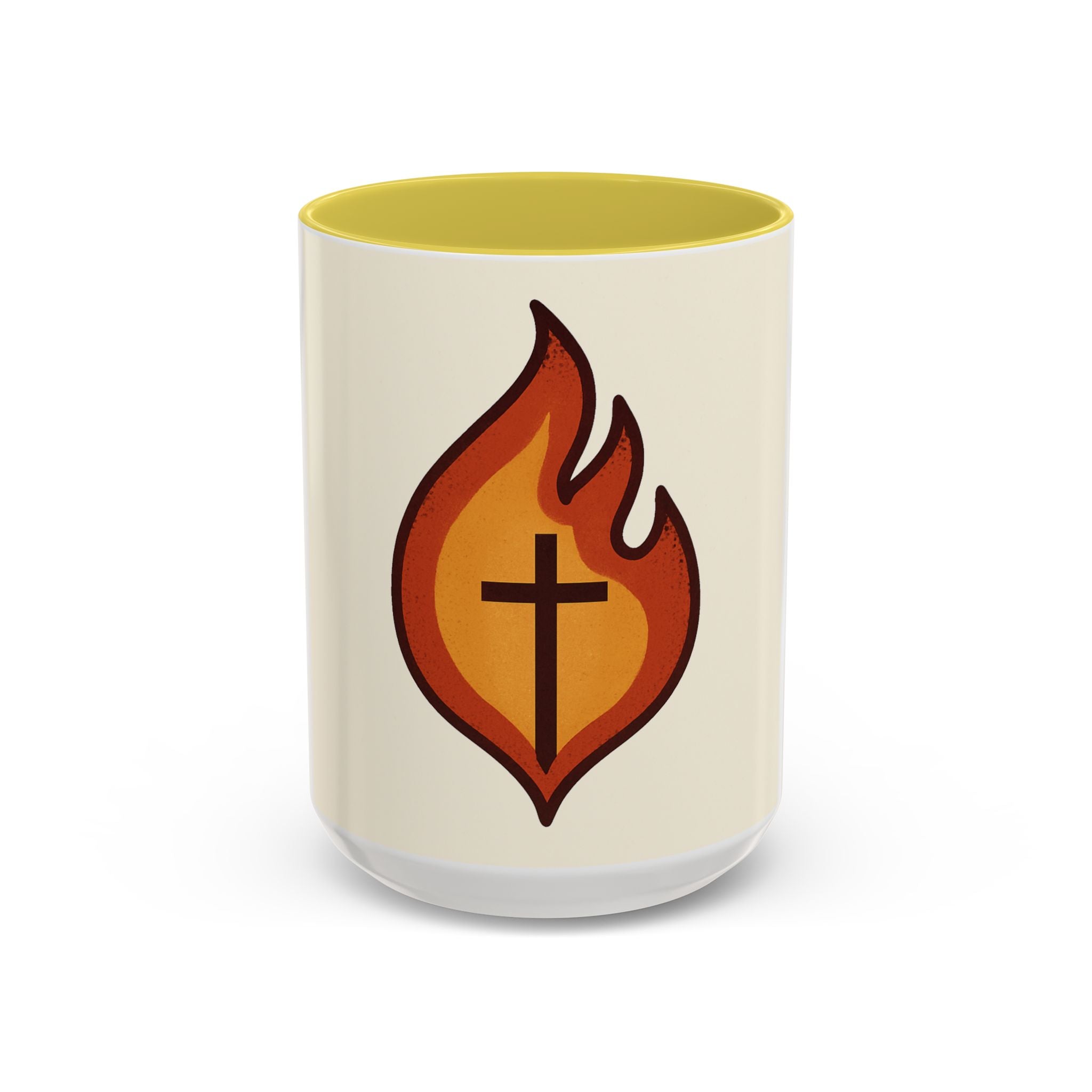 Faith-Inspired Colorful Mug with Flame Design