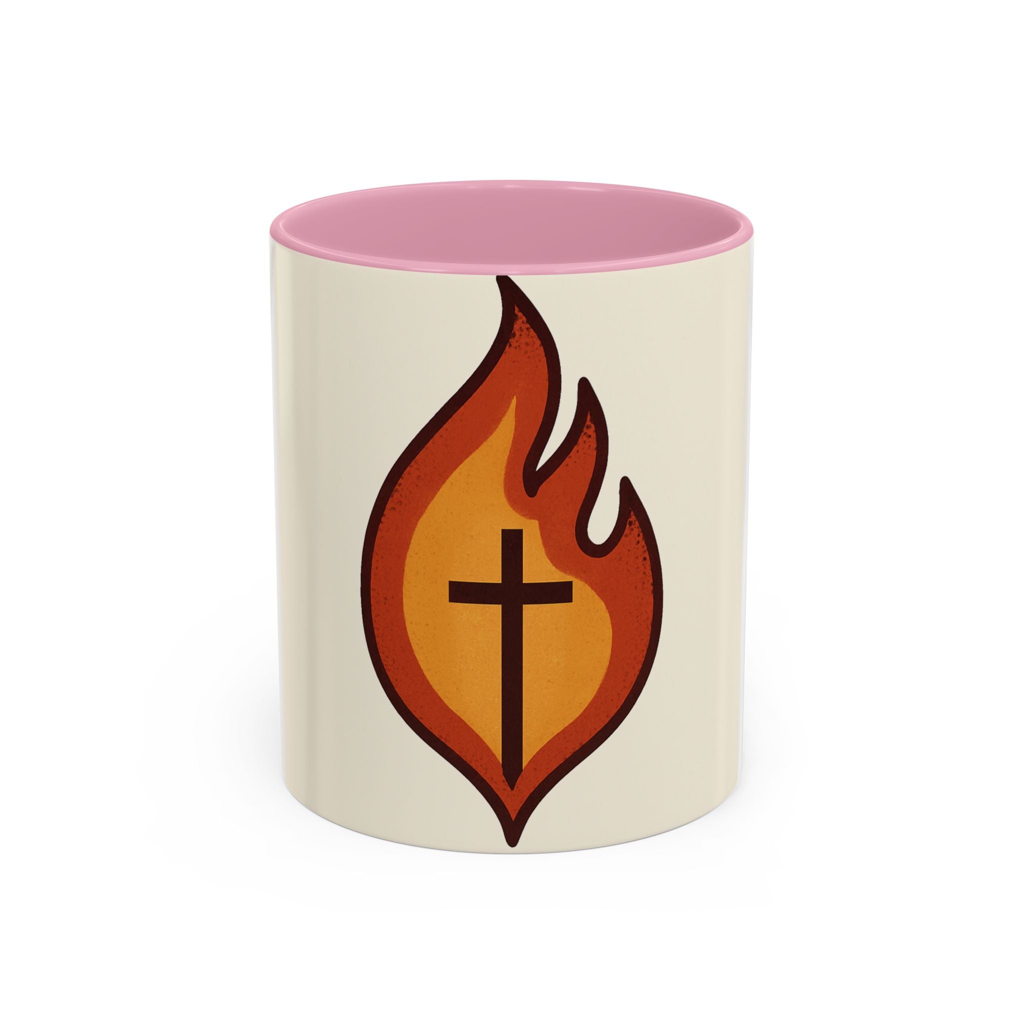 Faith-Inspired Colorful Mug with Flame Design
