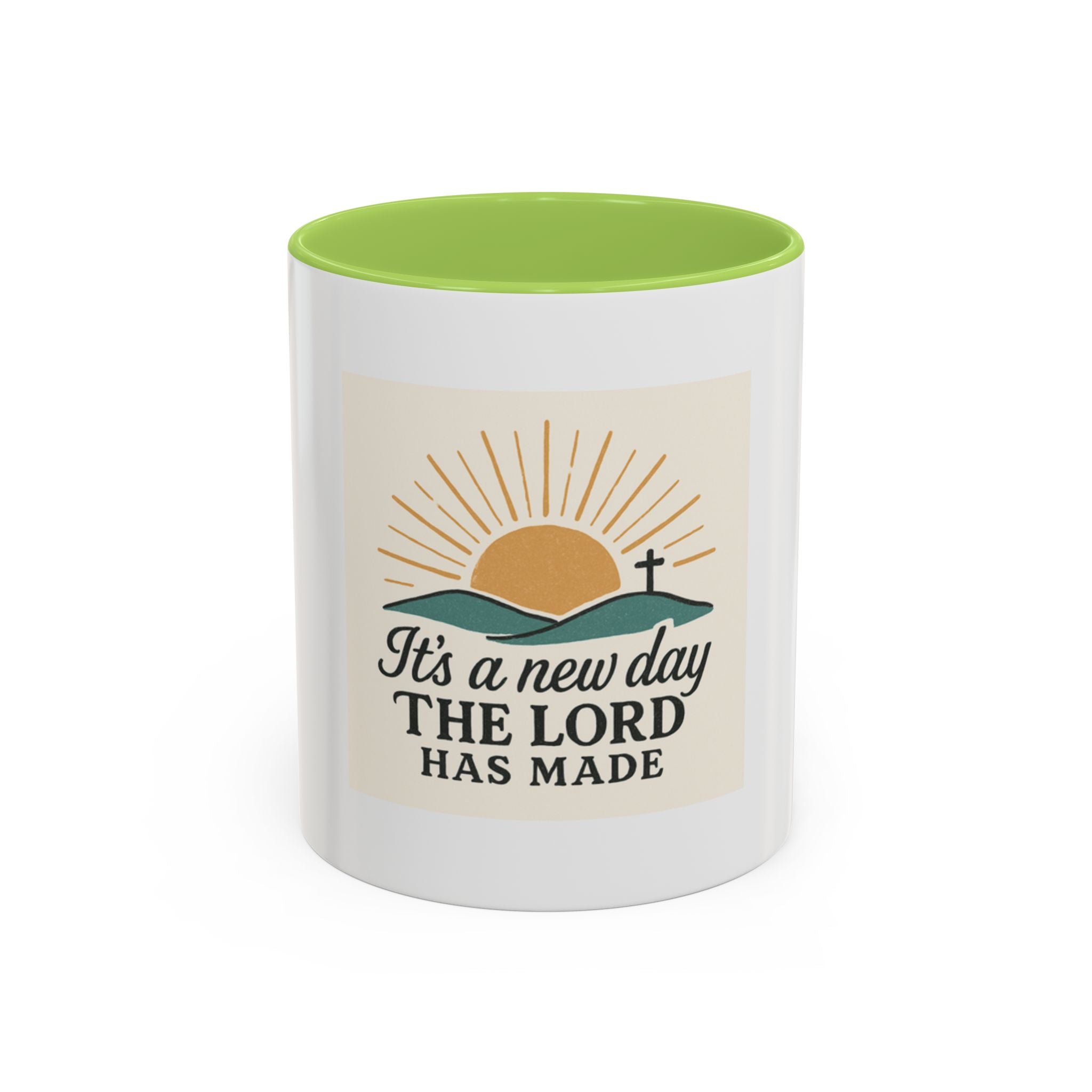 Inspirational Coffee Mug with Sunrise Design, Christian Gift Mug, It's a New Day, Joyful Morning Cup, Perfect for Encouragement