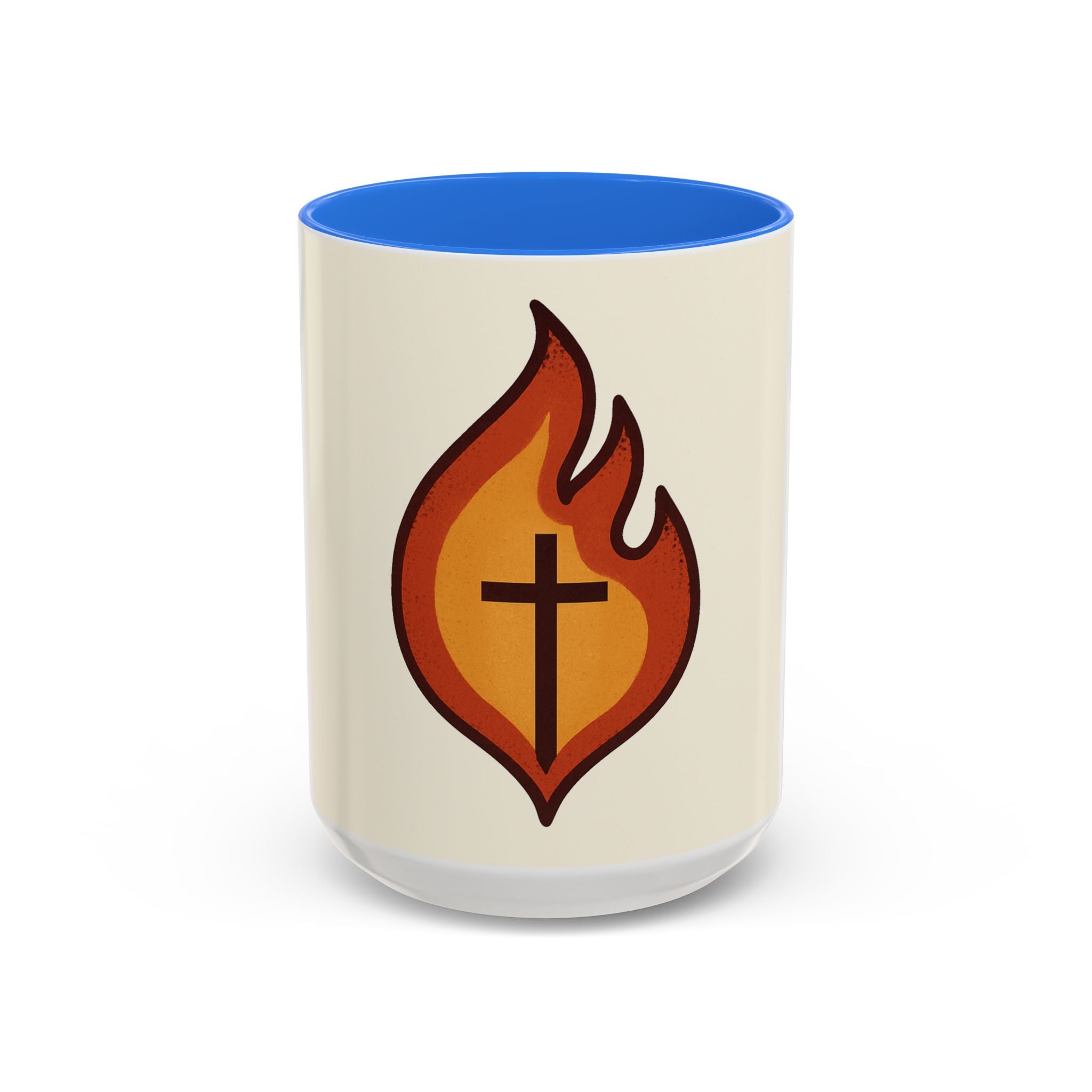Faith-Inspired Colorful Mug with Flame Design