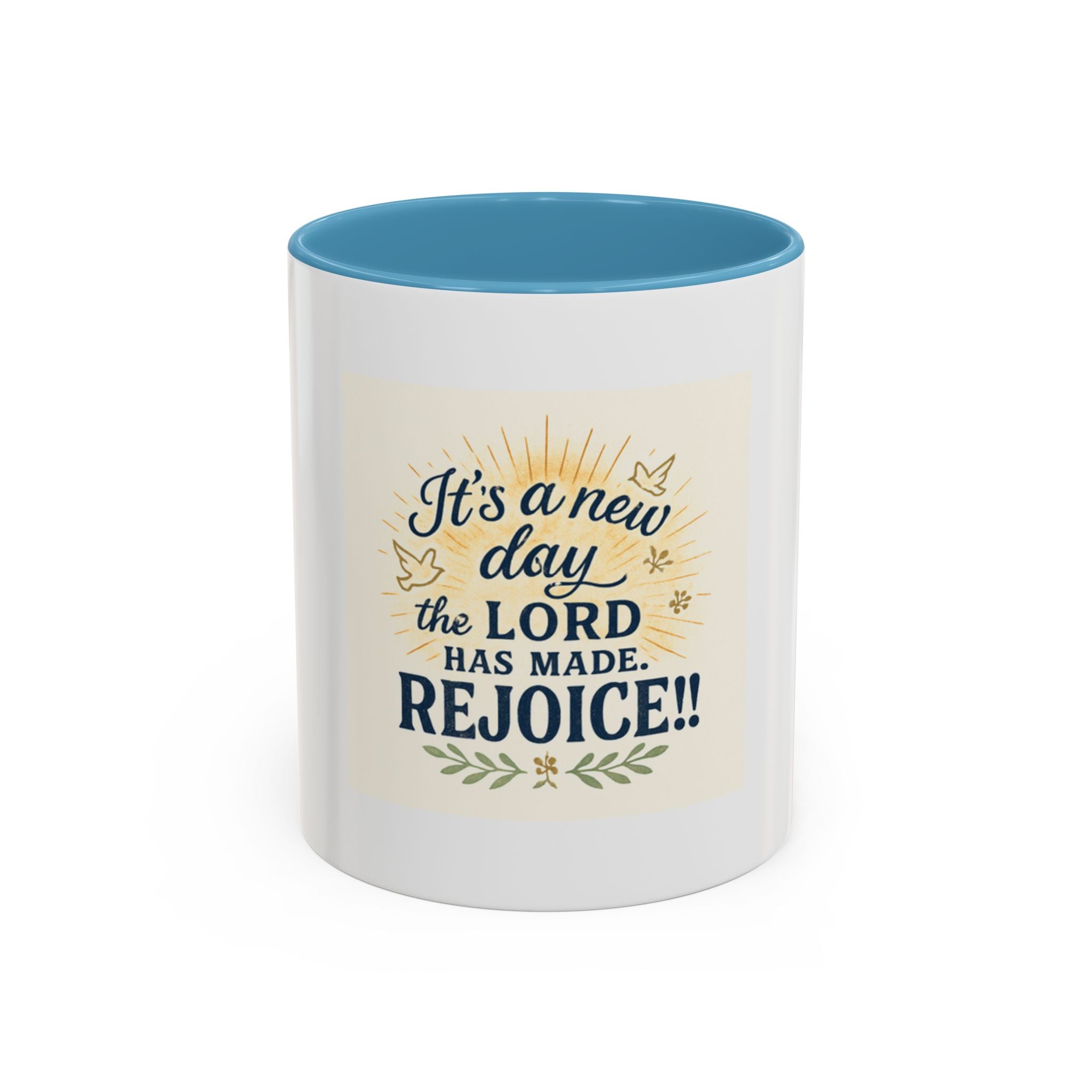Inspirational Coffee Mug - "It's a New Day, Rejoice!" - Motivational Gift for Coffee Lovers, Faith & Daily Joy for home or office.