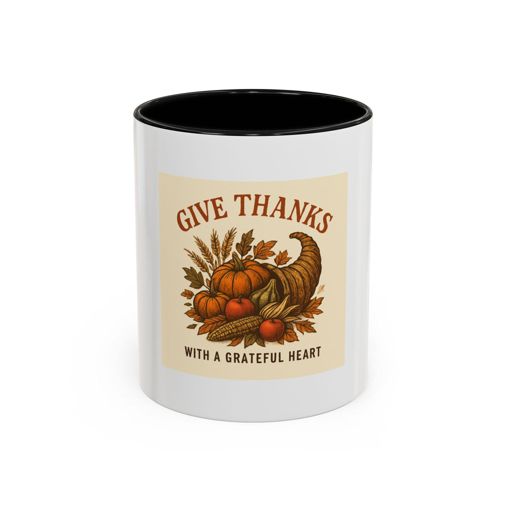 Thanksgiving Accent Coffee Mug | Grateful Heart Mug | Fall Decor | Seasonal Gift | Hot Beverage Cup | Harvest Celebration