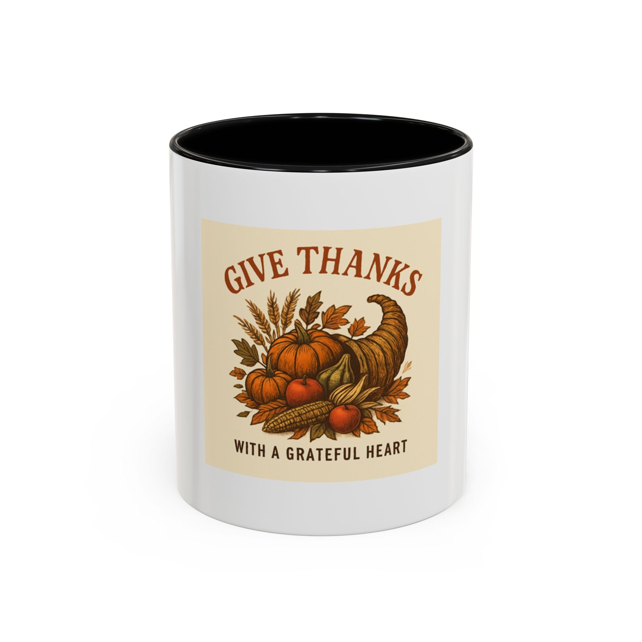 Thanksgiving Accent Coffee Mug | Grateful Heart Mug | Fall Decor | Seasonal Gift | Hot Beverage Cup | Harvest Celebration