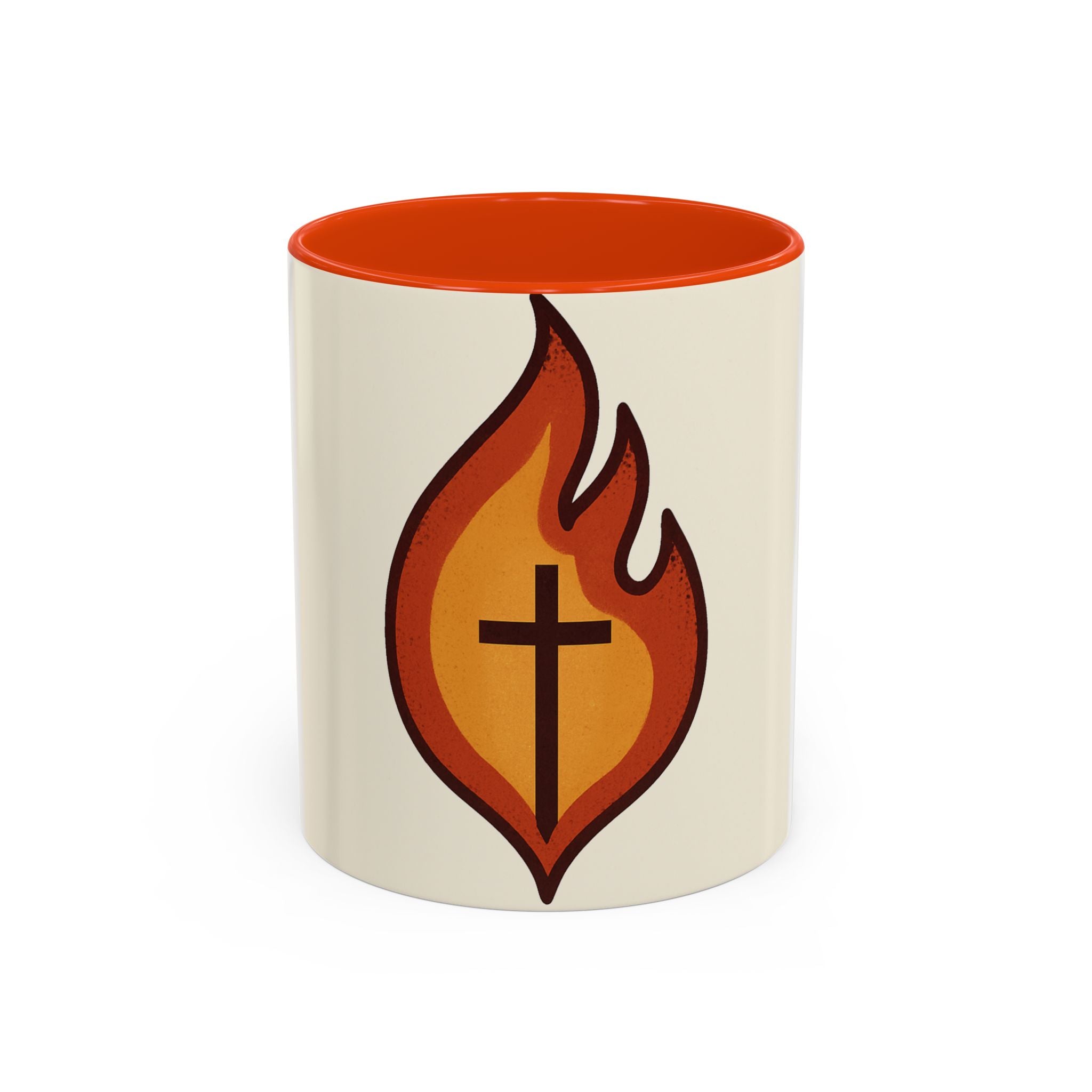 Faith-Inspired Colorful Mug with Flame Design