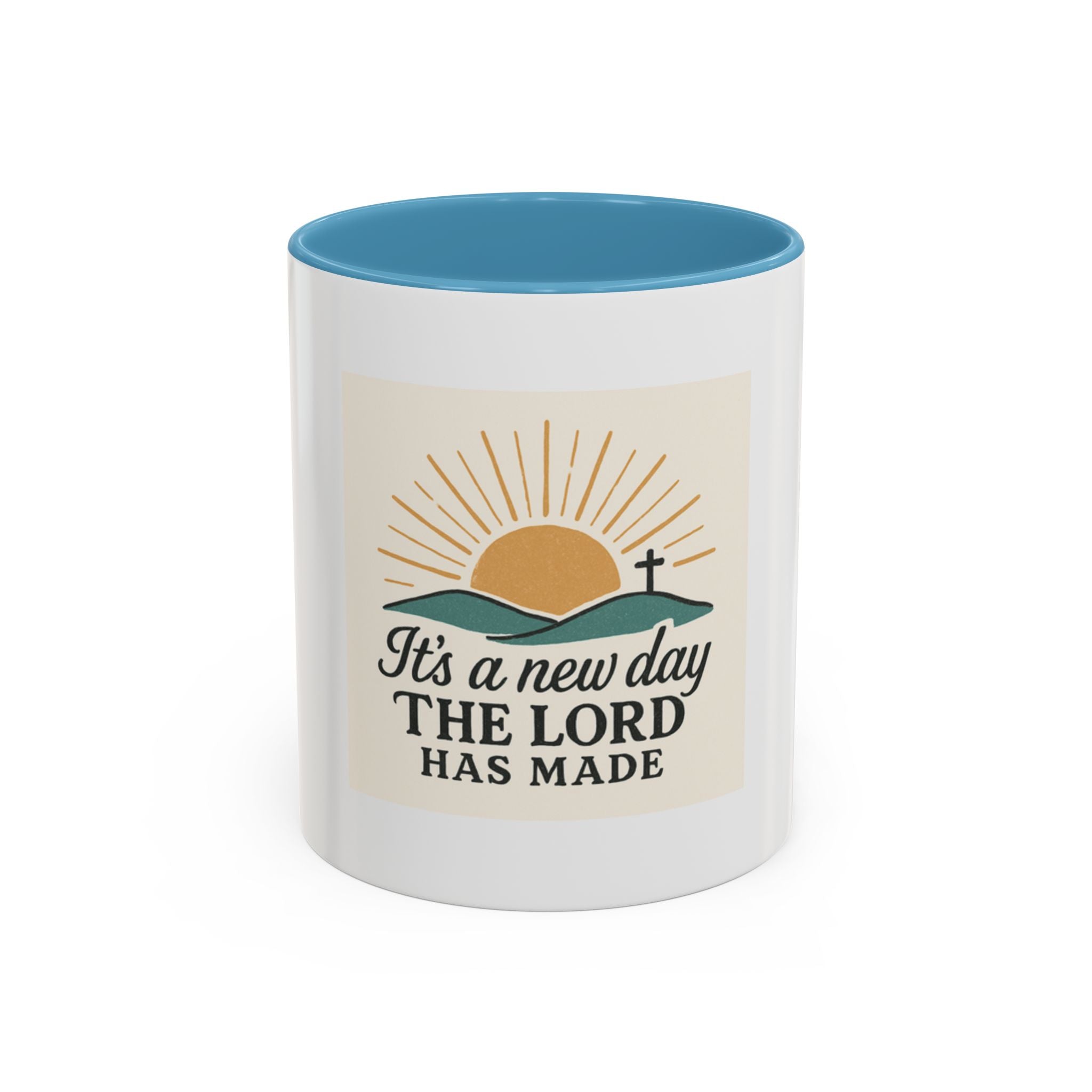 Inspirational Coffee Mug with Sunrise Design, Christian Gift Mug, It's a New Day, Joyful Morning Cup, Perfect for Encouragement