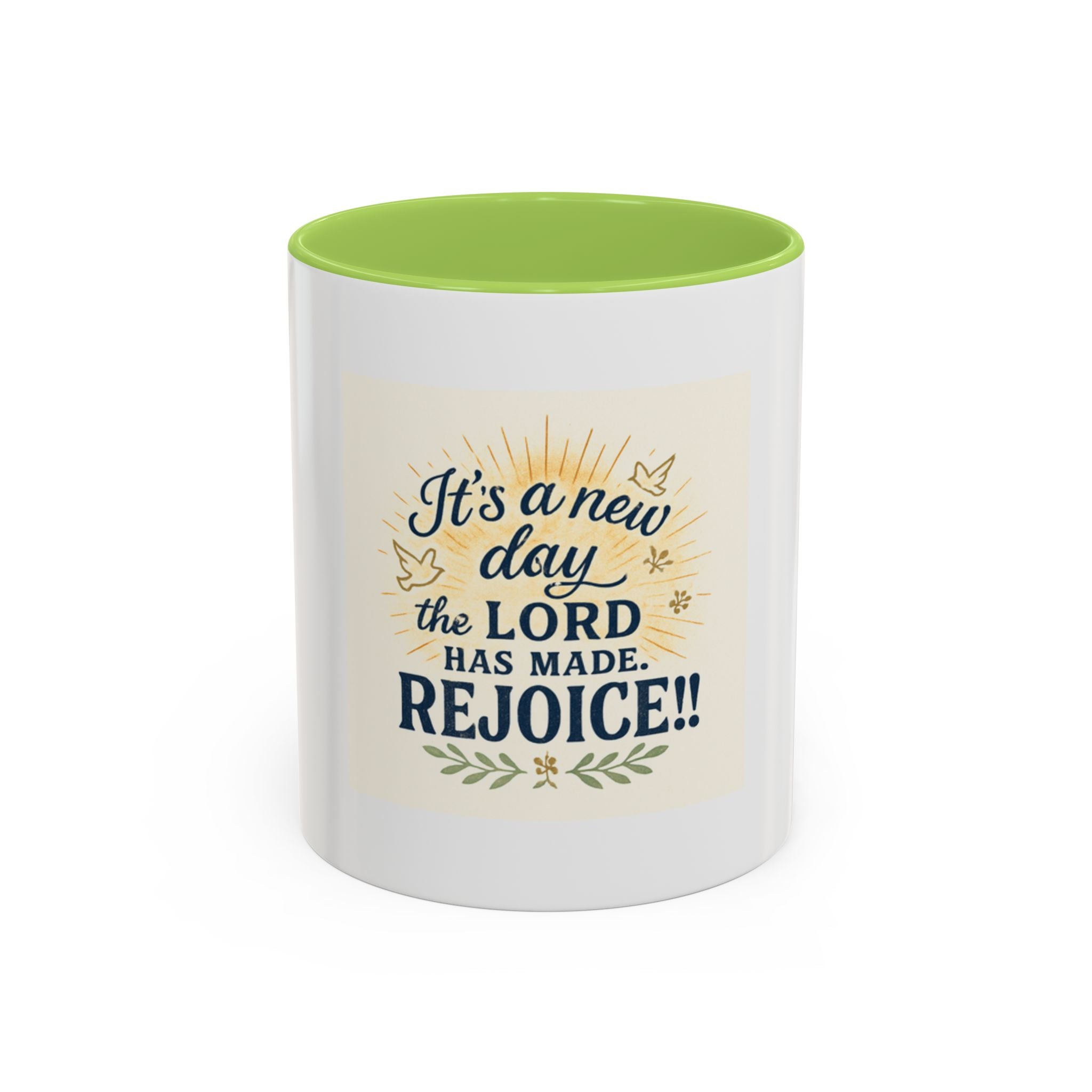 Inspirational Coffee Mug - "It's a New Day, Rejoice!" - Motivational Gift for Coffee Lovers, Faith & Daily Joy for home or office.