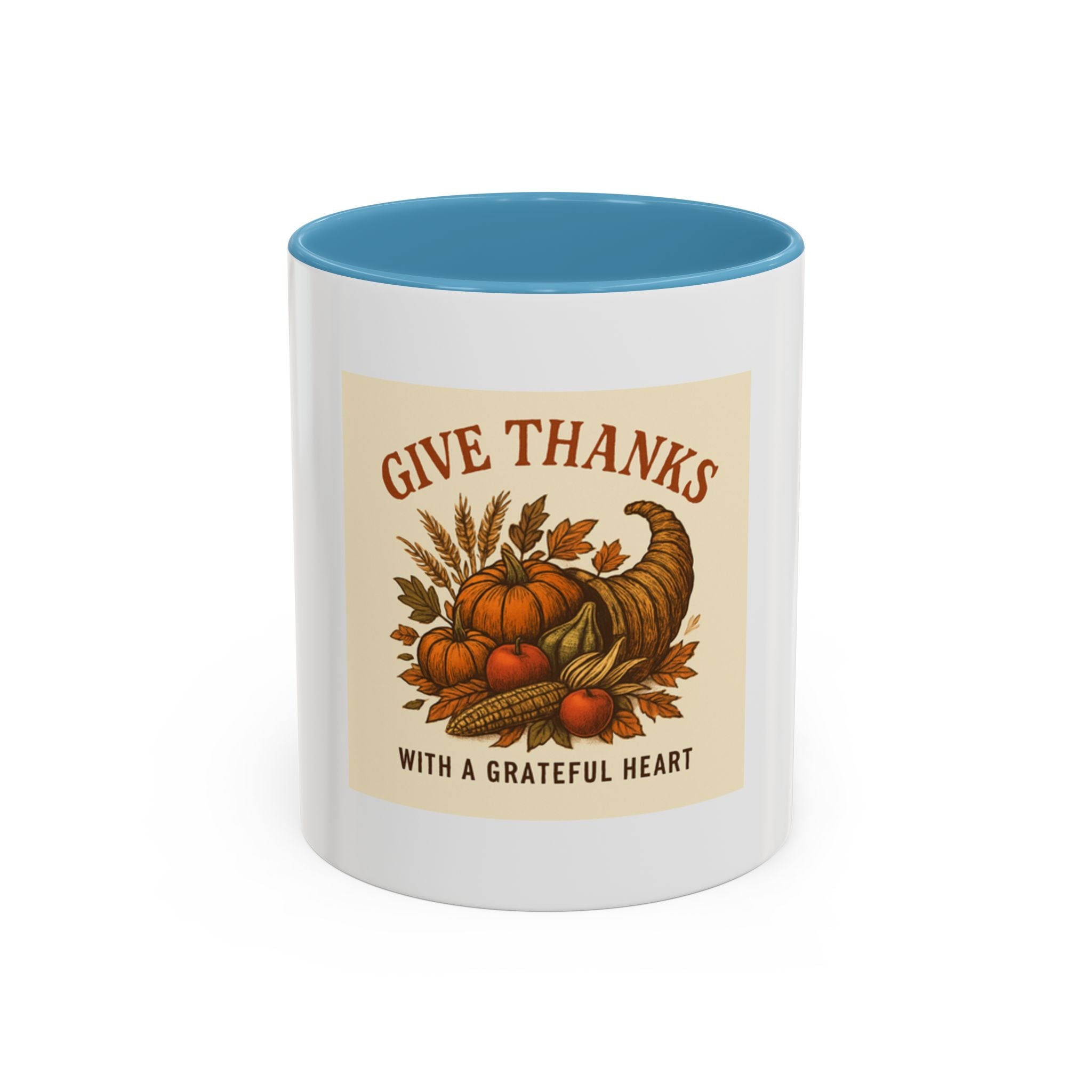 Thanksgiving Accent Coffee Mug | Grateful Heart Mug | Fall Decor | Seasonal Gift | Hot Beverage Cup | Harvest Celebration