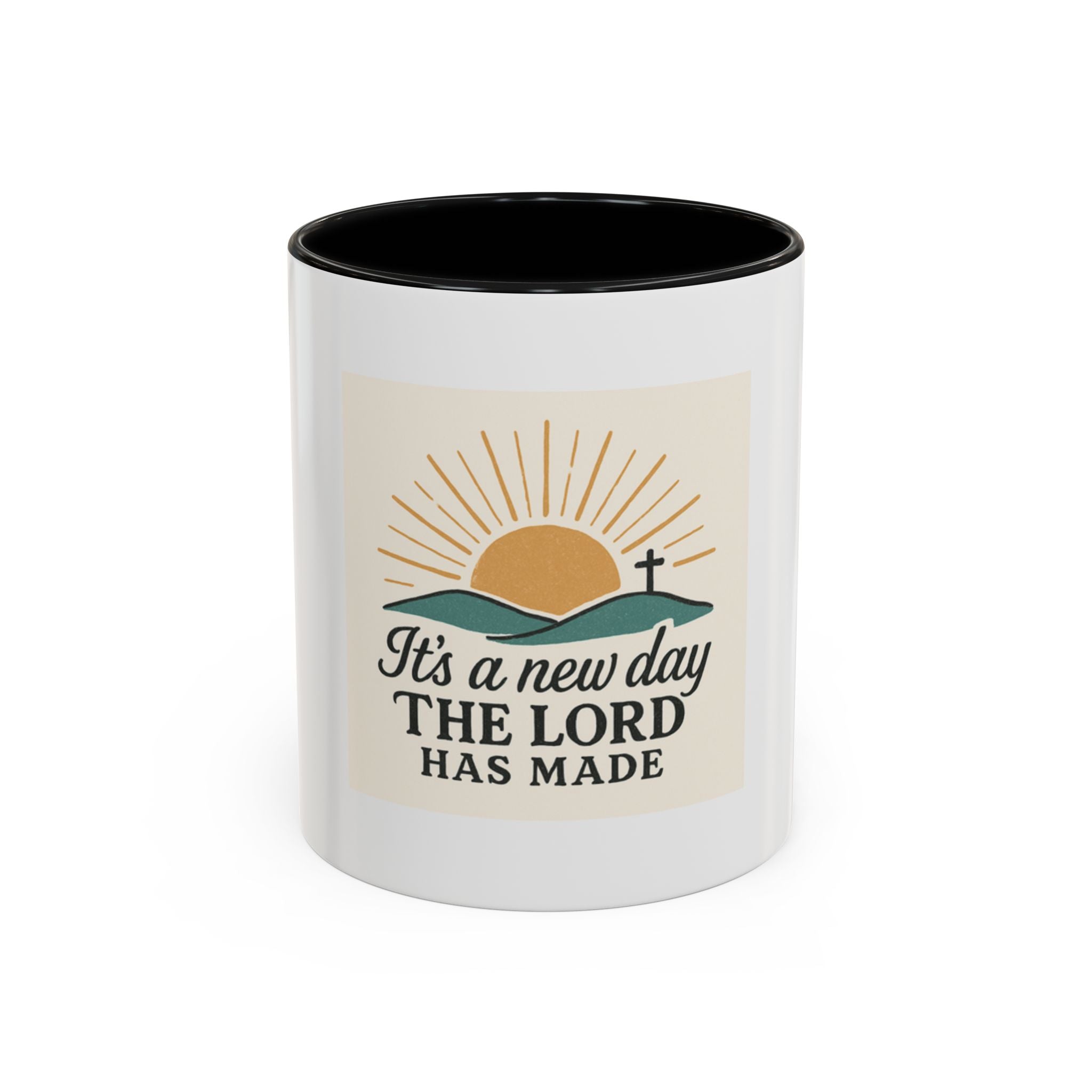 Inspirational Coffee Mug with Sunrise Design, Christian Gift Mug, It's a New Day, Joyful Morning Cup, Perfect for Encouragement