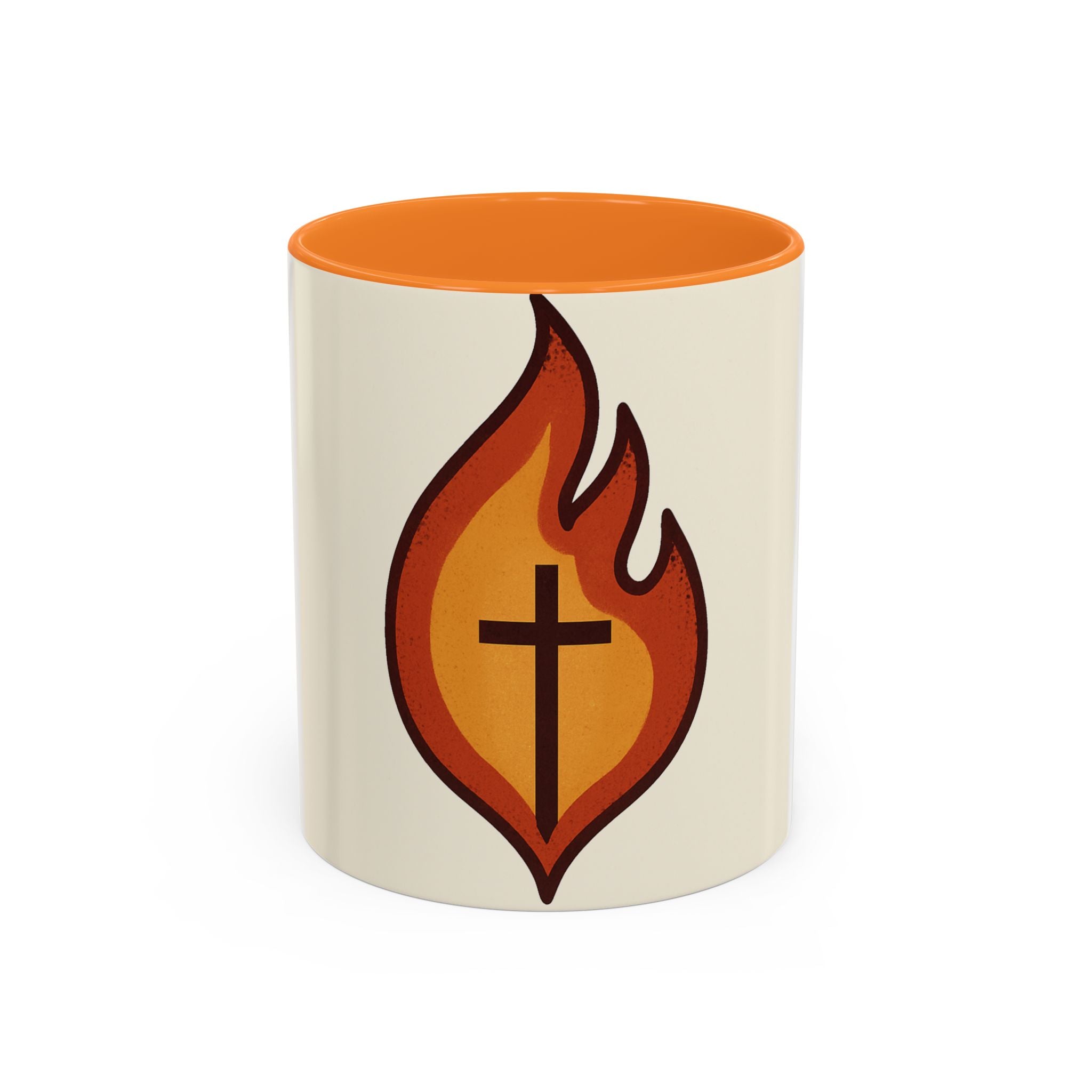 Faith-Inspired Colorful Mug with Flame Design