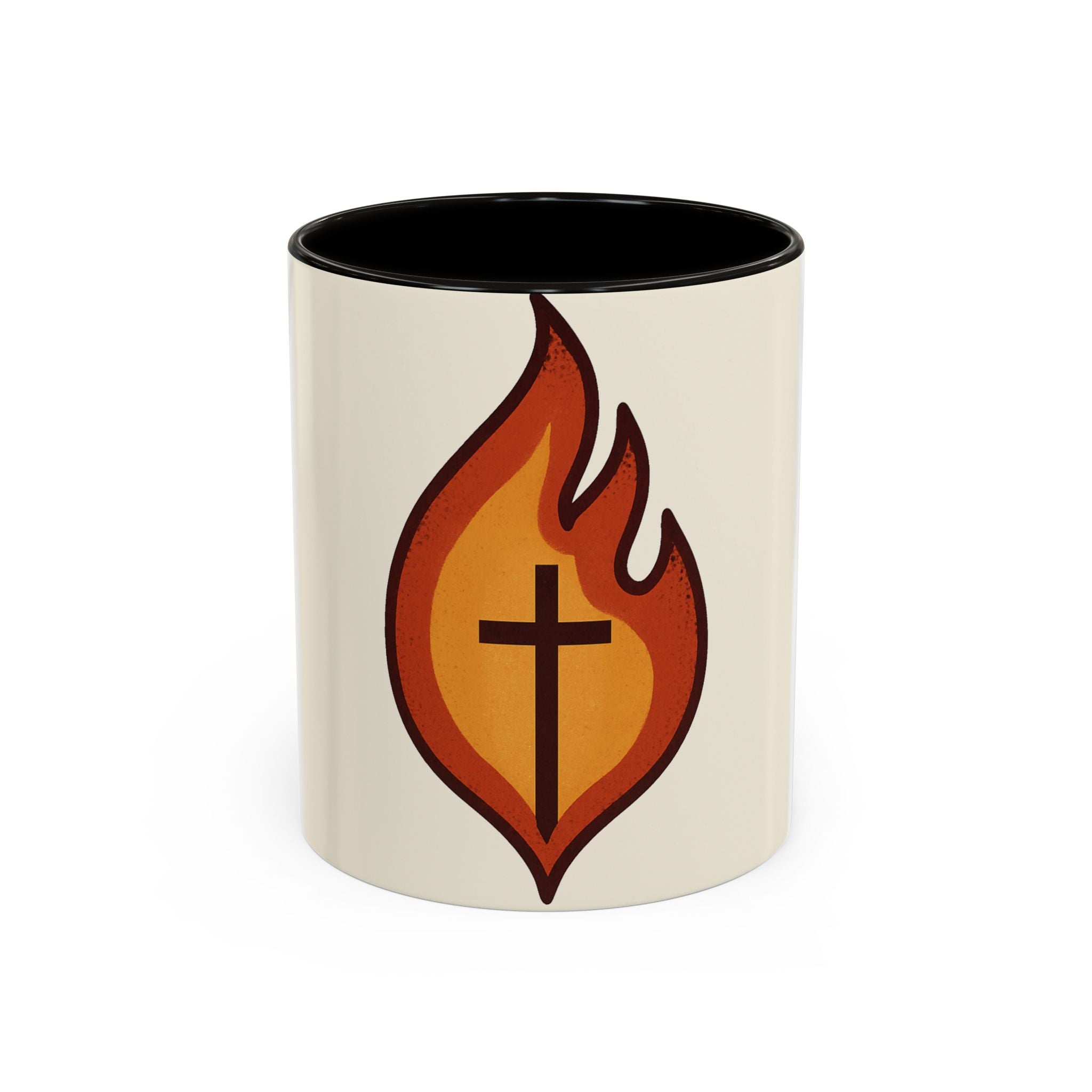 Faith-Inspired Colorful Mug with Flame Design