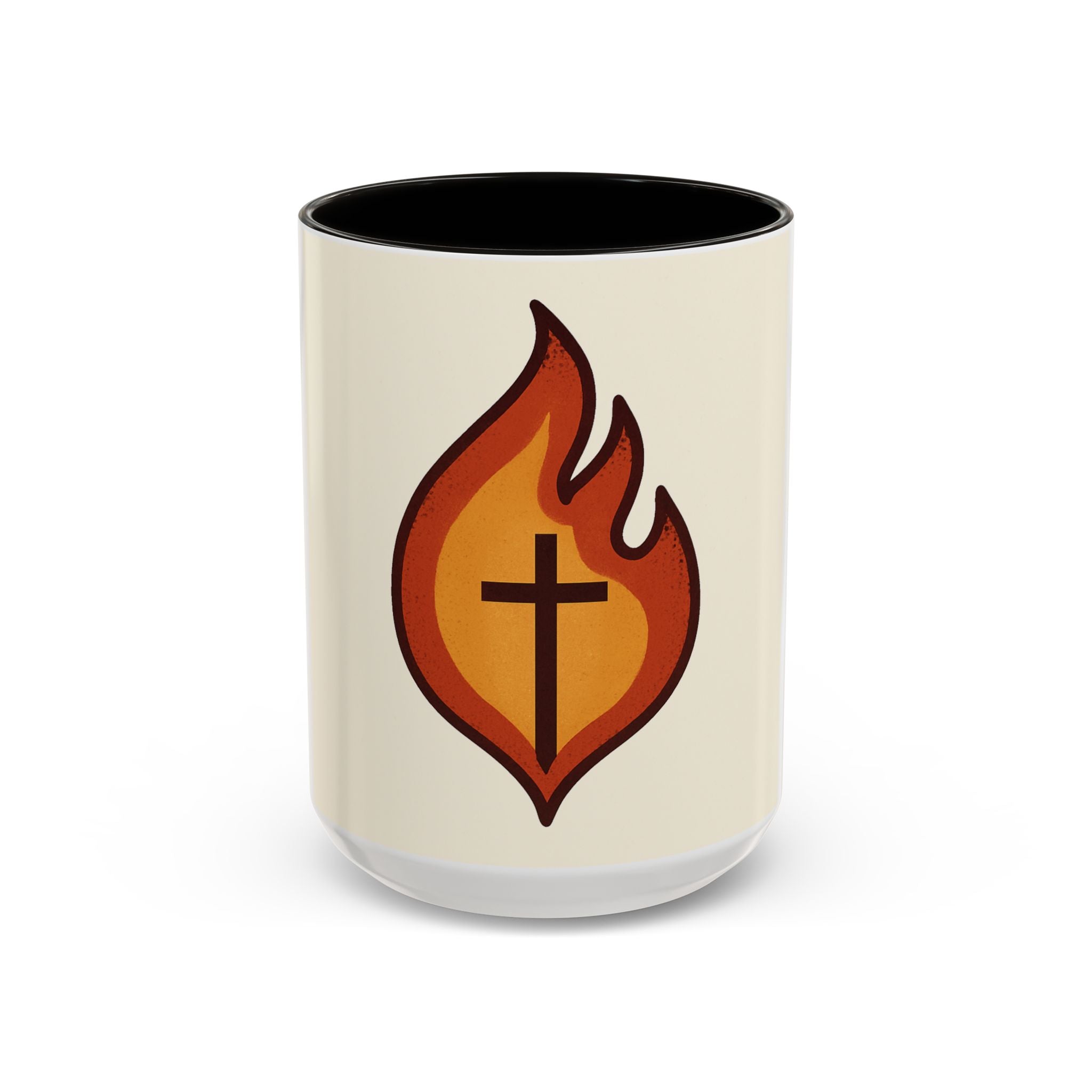 Faith-Inspired Colorful Mug with Flame Design